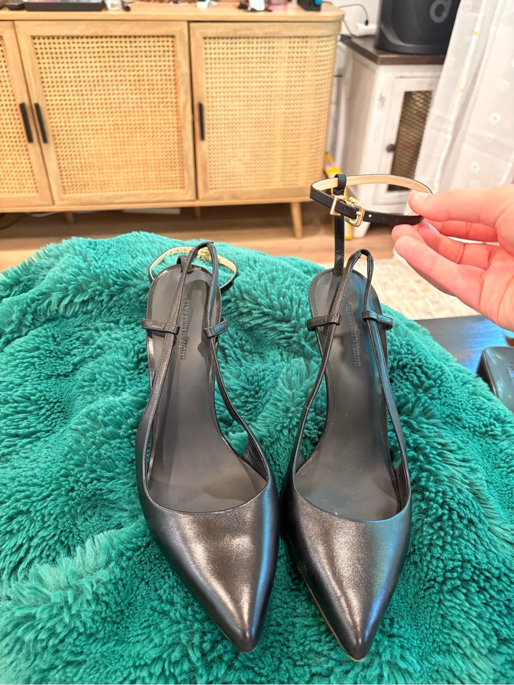 Authentic Alexander Wang Black Pointed Toe Ankle-Strap Women's Heels